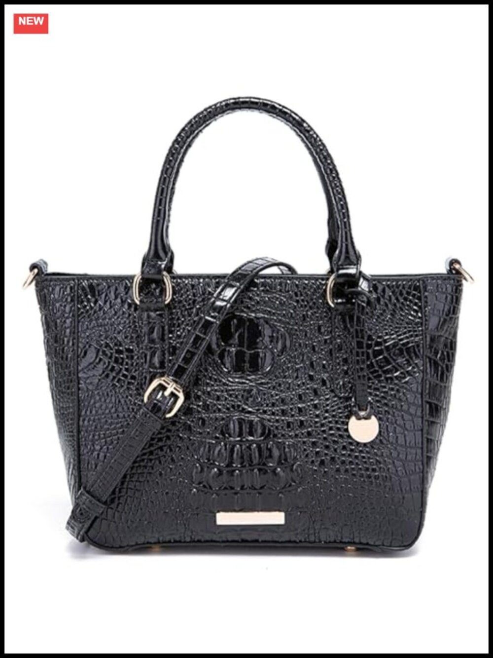 Crocodile Embossed Leather Satchel Tote Crossbody Work Bag